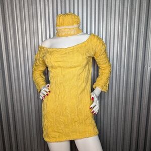 COOGI Mustard Long Sleeve Knit Dress